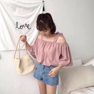 Áo kiểu hai dây cột nơ