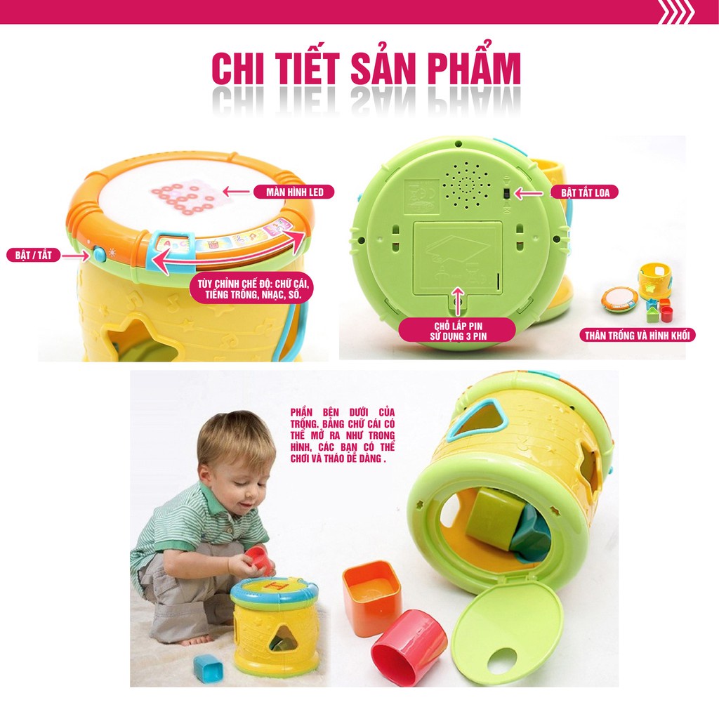 Trống đồ chơi xếp hình khối Winfun 0713