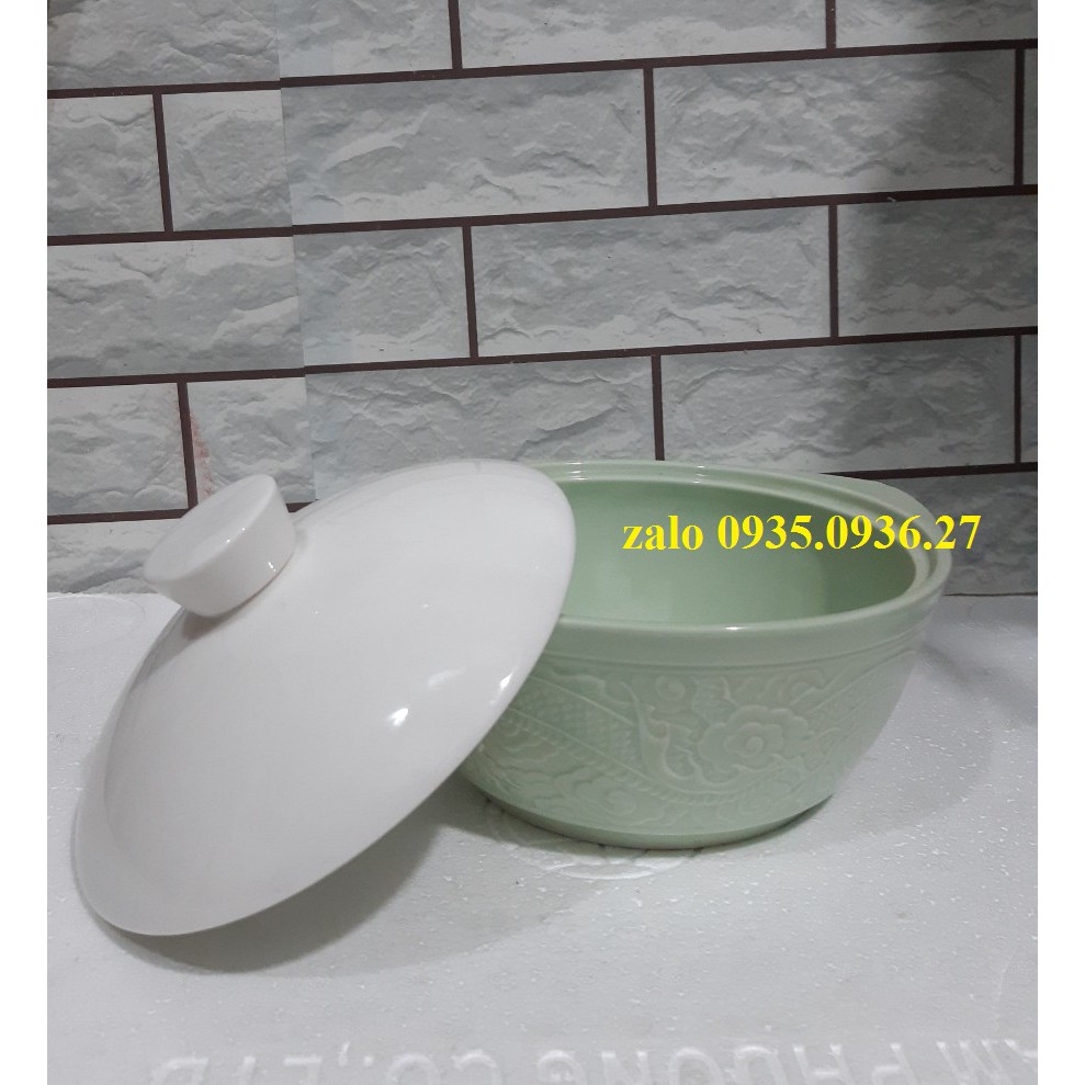 Thố đựng cơm bằng sứ men xanh 20 cm