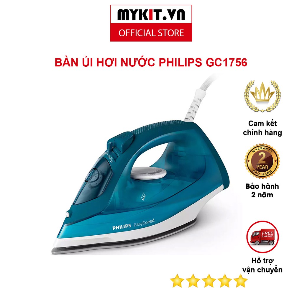 Bàn ủi hơi nước philips gc1756 - mykit.vn