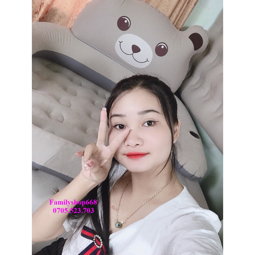 Giường hơi hình thú dày 45cm tặng kèm bơm điện và gối miếng bịt tai và mắt, keo dính | BigBuy360 - bigbuy360.vn