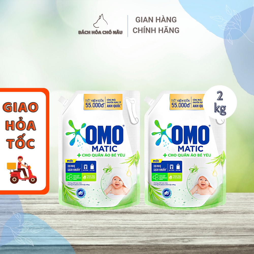 Nước Giặt OMO Matic Cho Quần Áo Bé Yêu Hương Tràm Trà & Nha Đam Dịu Nhẹ Sạch Khuẩn 2KG/ Túi [ Hàng Mới Chính Hãng]