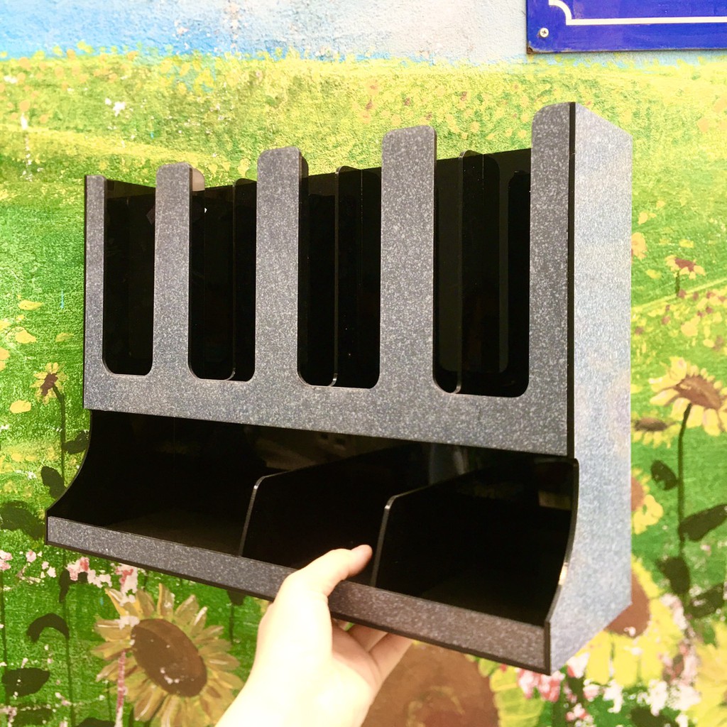 SALE GIÁ SỈ TẠI XƯỞNG Kệ để ly cốc nhựa 2 tầng - Giá đựng ly cốc giấy mang về 2 tầng (7 ngăn) nhựa ABS dày dặn