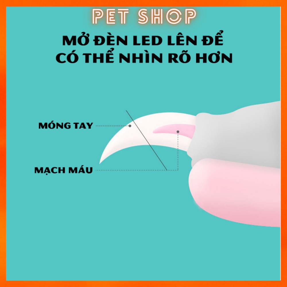 Kìm cắt móng Dũa Móng đa năng cho chó mèo tích hợp đèn led, dũa và máng che siêu tiện dụng Đèn chiếu tuỷ, cắt nhanh an t