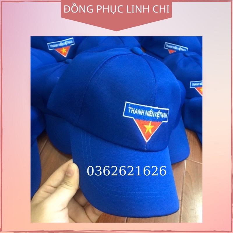 Mũ Đoàn Thanh Niên Lưỡi Trai Kaki Logo Thêu