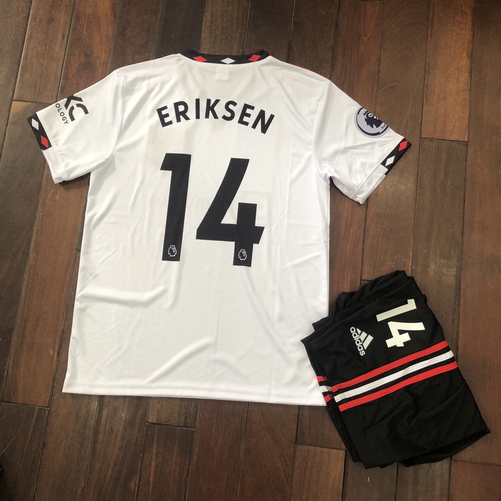 Bộ quần áo MU trắng sân khách in tên cầu thủ ERIKSEN 14