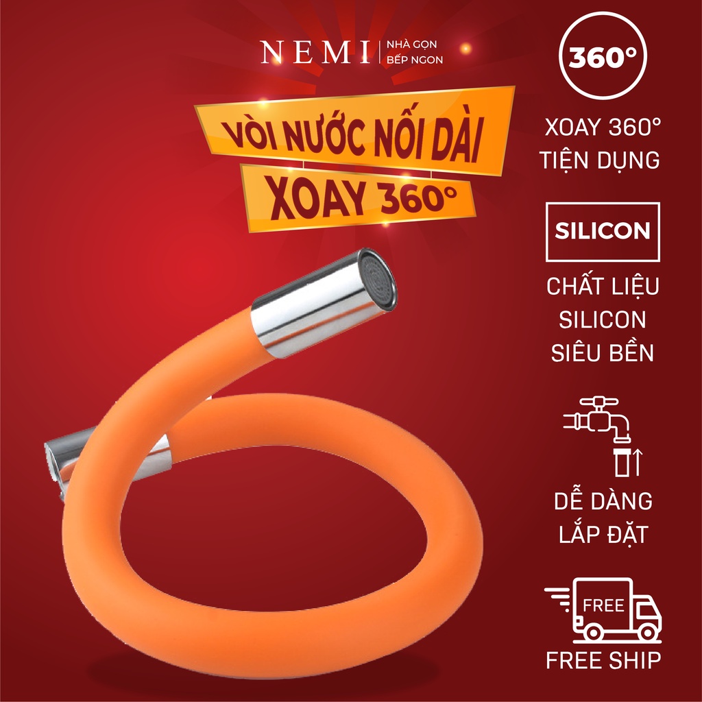 Vòi Nước Tăng Áp Silicon Cao Cấp Xoay 360 Độ Chống Văng Nước