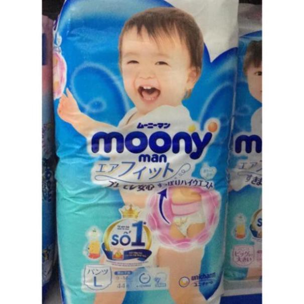 {Mẫu mới}Bỉm Moony quần cho bé trai L44(9-14kg)