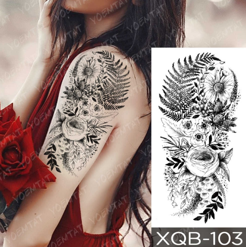 (Hàng Mới Về) Hình Xăm Dán Tạm Thời Chống Nước Hình Rắn / Hoa / Cáo / Sư Tử Độc Đáo Cho Nữ