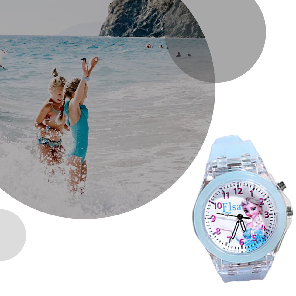 Đồng Hồ Đeo Tay Phát Sáng Màu Xanh Dương Dạ Quang Nhấp Nháy Về Đêm Kiểu Công Chúa Cho Bé Gái