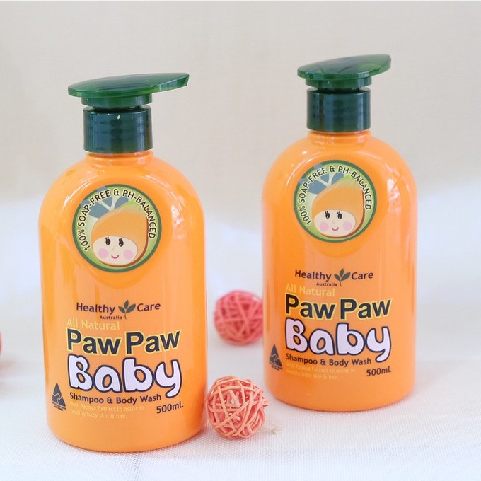 healthy care all natural paw paw baby shampoo wash 500ml
