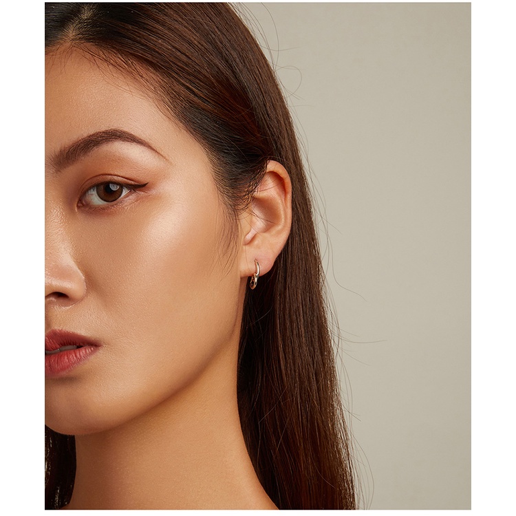 Đôi bông tai Bamoer SCE1333 bằng bạc S925 hình trái tim đơn giản thời trang