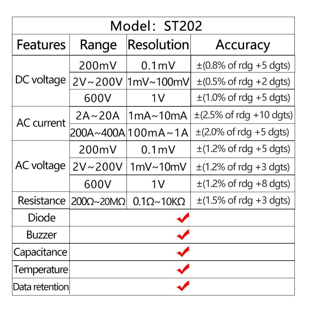 LONTIME Thiết Bị Kiểm Tra Dòng Điện AC / DC ANENG ST202 1999