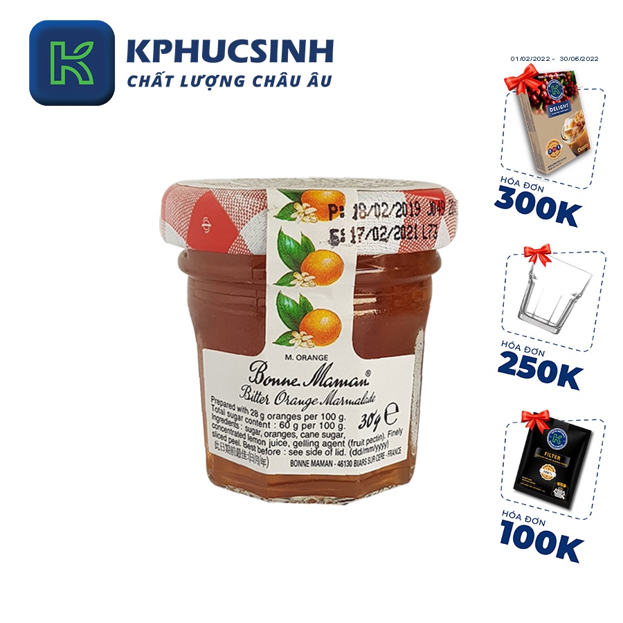 Mứt quả cam hiệu Bonne Maman 30g KPHUCSINH - Hàng Chính Hãng