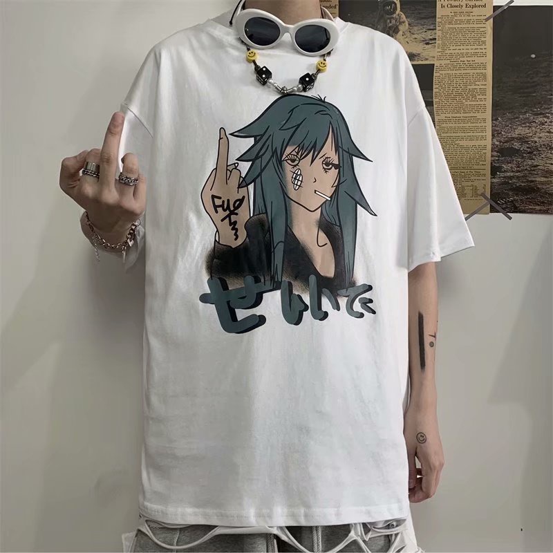 Áo Thun Tay lỡ Có In Hình Anime FVCK Thời Trang Phong Cách ulzzang Cho Nam / Nữ full size 40-80kg