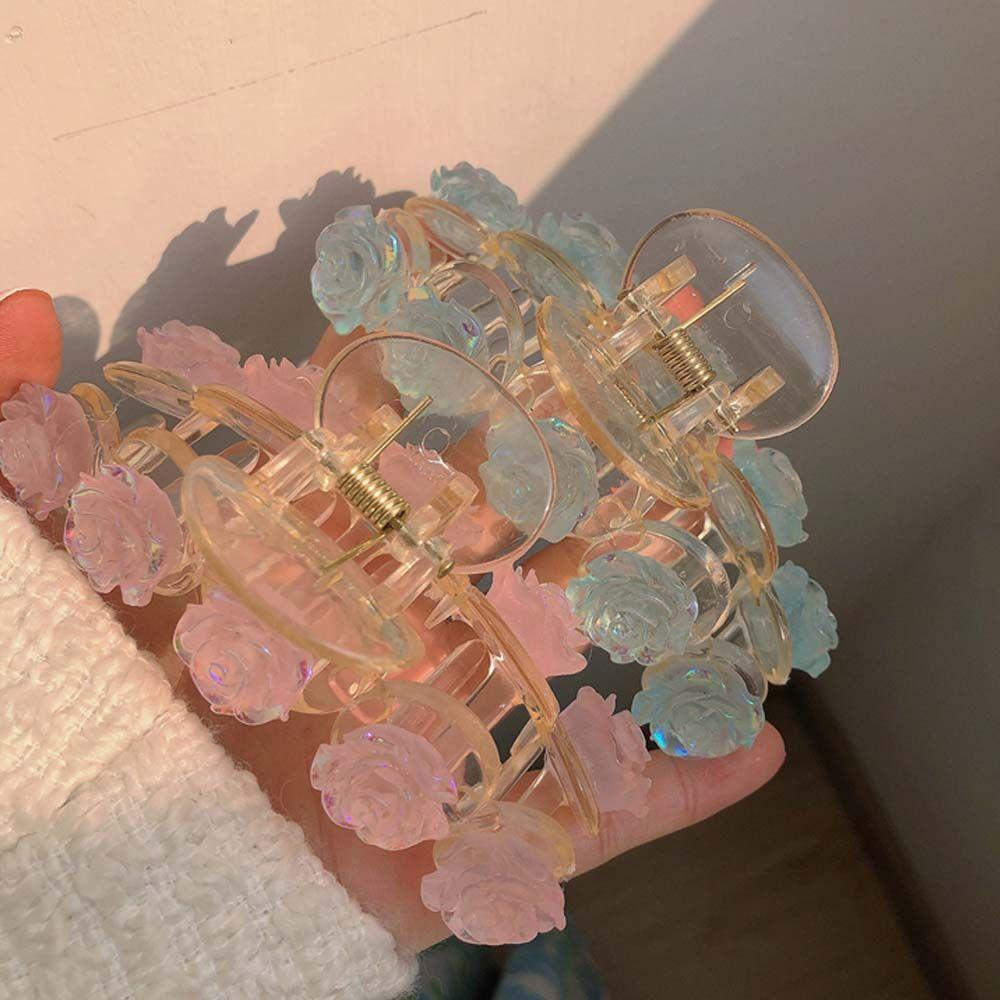 Kẹp Tóc Càng Cua Trong Suốt Hình Hoa Phong Cách Vintage Thanh Lịch Cho Nữ WMES15H Giá Đỡ