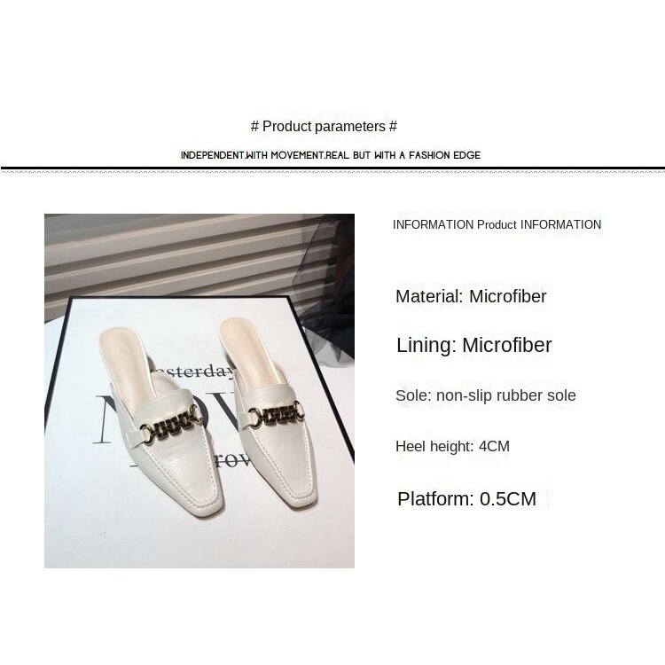 Dép Cao Gót Bít Mũi Phối Dây Xích Kim Loại Thời Trang Dành Cho Nữ 2022