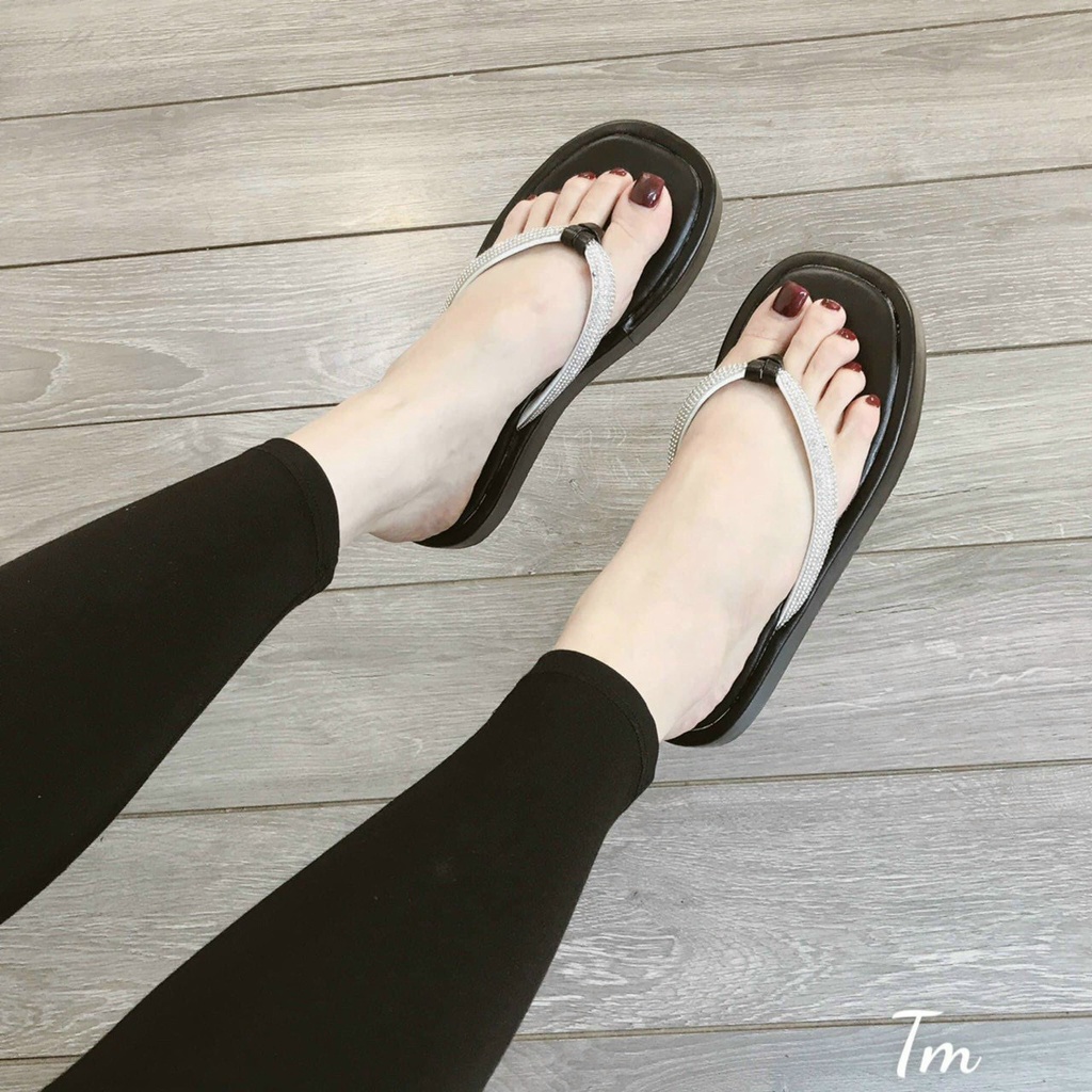 XẢ KHO  Dép bánh mì nữ xỏ ngón dây đá