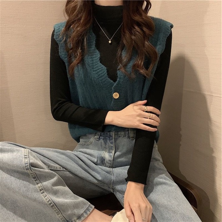 Áo Khoác Cardigan Dệt Kim Dáng Rộng Thiết Kế Viền Gợn Sóng Thời Trang Mùa Thu Cho Nữ | BigBuy360 - bigbuy360.vn