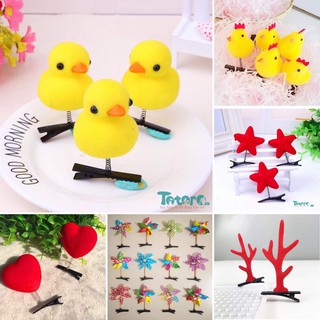 Kẹp tóc dễ thương Vịt con Gà con Heo con Trái tim Chong chóng Trái cây