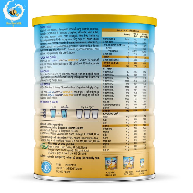 Sữa Bột Abbott Grow 6+ Tăng Cân, Tăng Chiều Cao, Bé Thông Minh Hơn BEE BEE MART