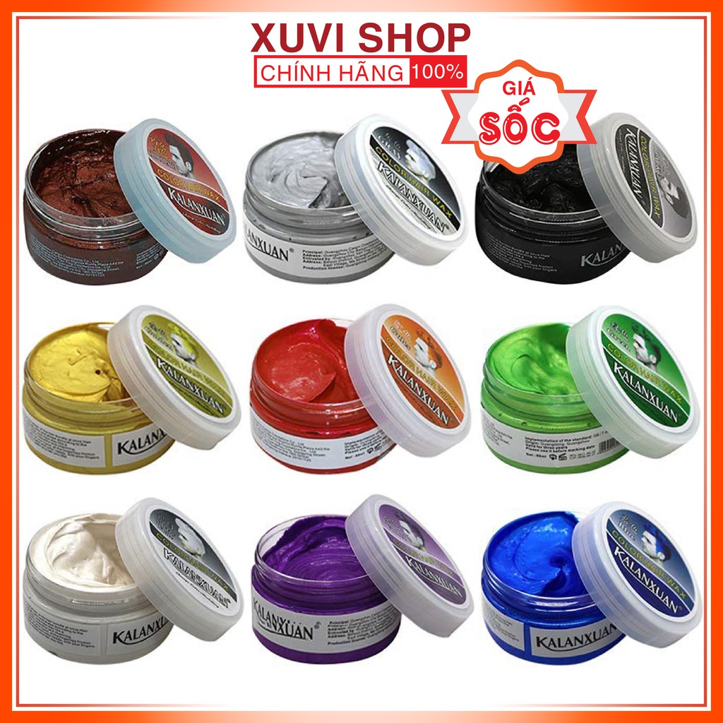 Sáp Vuốt Nhuộm Tóc Đổi Màu Tạm Thời KALANXUAN 9 Màu 100ml Chính Hãng - XUVI SHOP (xám khói, khói, xanh dương)