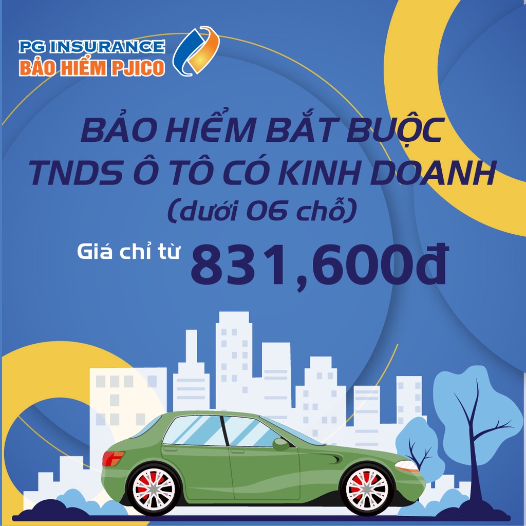 PJICO - Bảo hiểm TNDS bắt buộc xe ô tô có kinh doanh - Loại dưới 6 chỗ ngồi