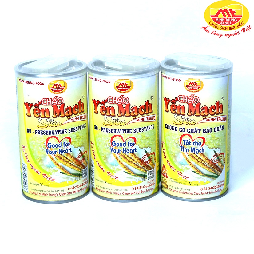 Cháo yến mạch sữa Minh Trung combo 3 lon hộp 365g