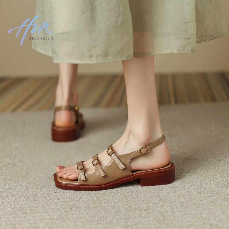 Giày Sandal Đế Dày Bằng Da Mềm Phong Cách Hàn Quốc Cho Nữ