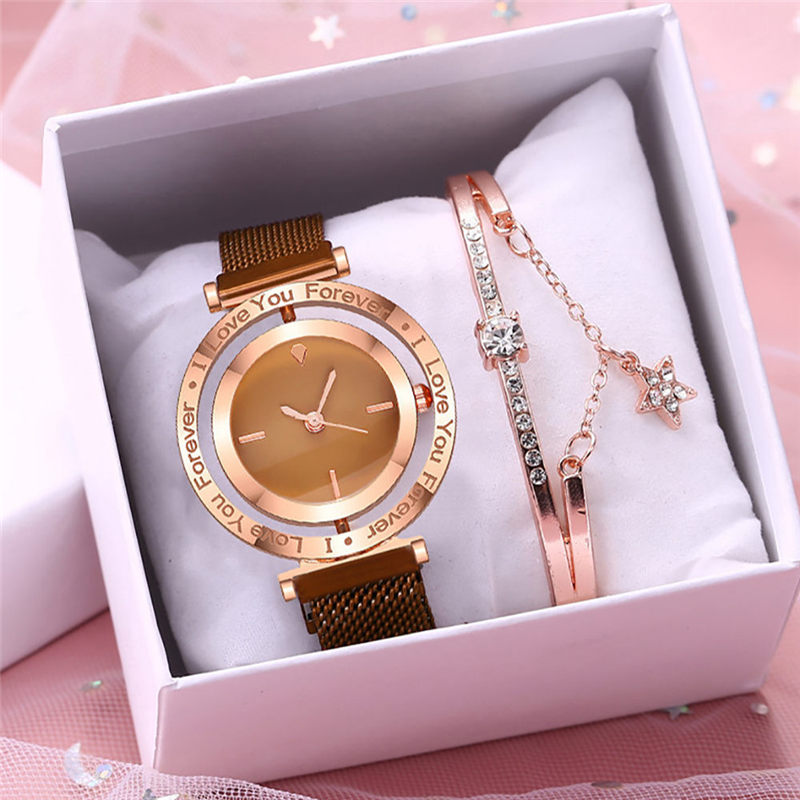 ZOLFA Fashion Womens Magnet Buckle Bracelet Watches Luxury Rose Gold Rotating Ladies Quartz Wristwatch Đồng hồ nữ