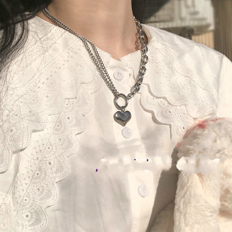 Dây chuyền mặt hình trái tim bằng thép không gỉ thời trang