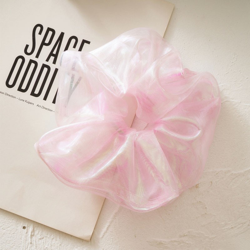 Dây buộc tóc đuôi ngựa bằng cao su bọc Organza lấp lánh dễ thương cho nữ