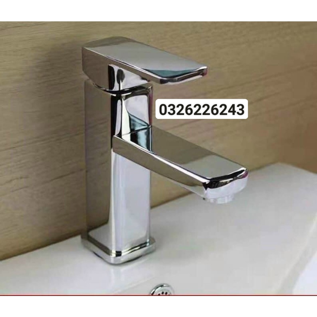 Vòi lavabo, Vòi chậu rửa mặt nóng lạnh vuông cao cấp (tặng đôi dây cấp inox cực xịn)