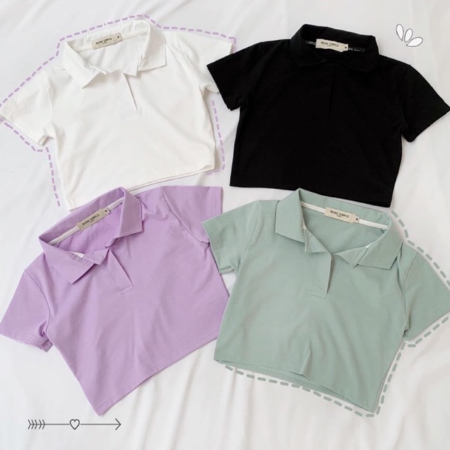 ÁO POLO CROPTOP ❤️FREESHIP❤️ Giảm 10K Khi Nhập [ Áo Thun Nữ ] Áo thun croptop nữ Cổ Trụ PLO Unisex | BigBuy360 - bigbuy360.vn