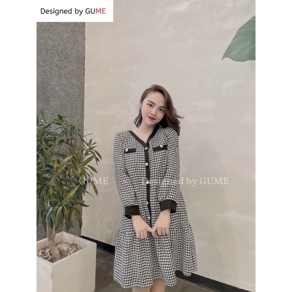 Đầm Lụa Ziczac Dáng Đuôi Cá Tay Dài Mặc Thu Đông cho Bầu