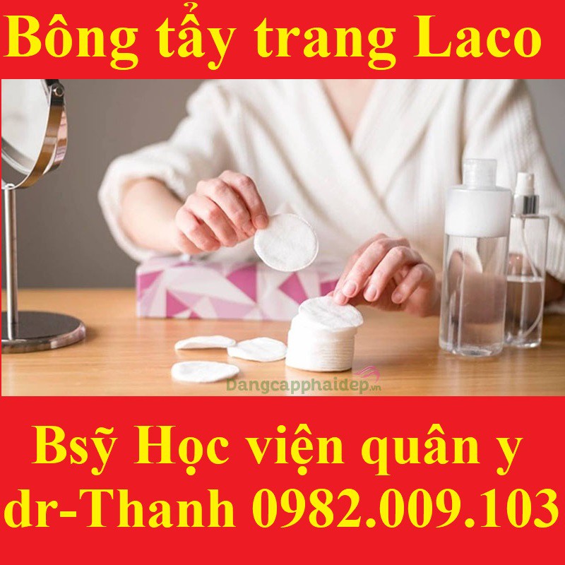 Bông Tẩy Trang cao cấp túi 50pcs Lameila Laco , 3 lớp đàn hồi co dãn, Mỏng Siêu mềm mịn, Dai Thấm Hút Nhanh Chóng