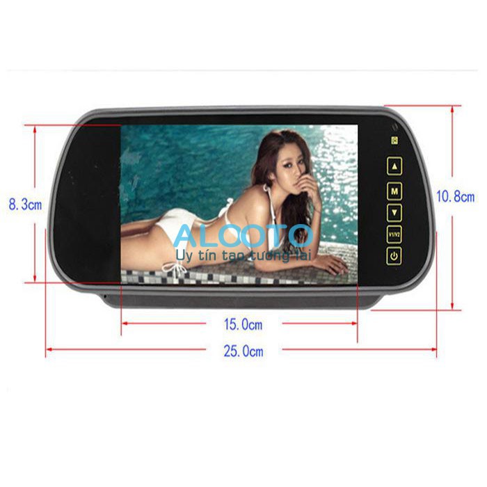 Màn hình ốp gương 7inch hiển thị camera lùi cho xe ô tô -loại ko có USB- bảo hành 12 tháng | BigBuy360 - bigbuy360.vn
