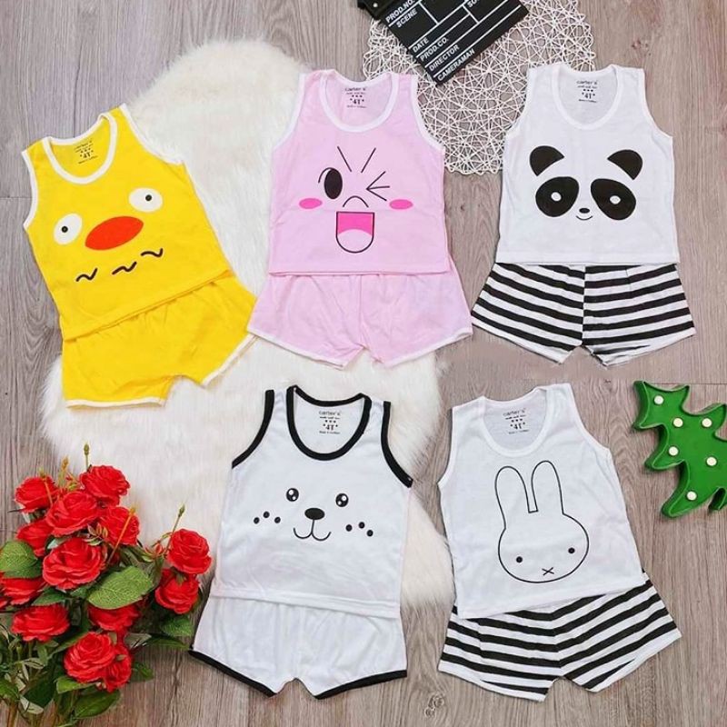 xã kho [ chọn mẫu ] Bộ cotton 2 chiều bé gái bé trai size 4-15kg