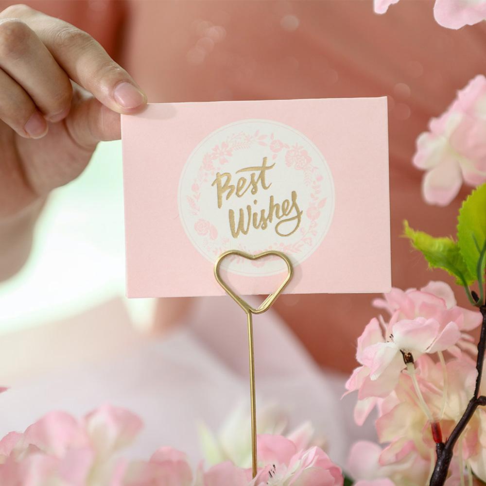 Set 10 Thanh Cắm Thẻ Tin Nhắn Hình Hoa / Trái Tim Trang Trí Tiệc Cưới