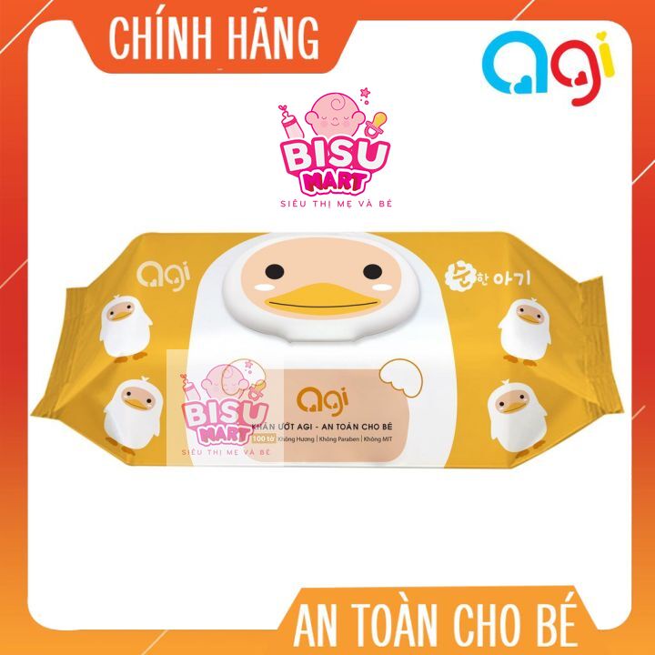 Khăn ướt AGI HÀN QUỐC 100 tờ (Không mùi) - MẪU MỚI