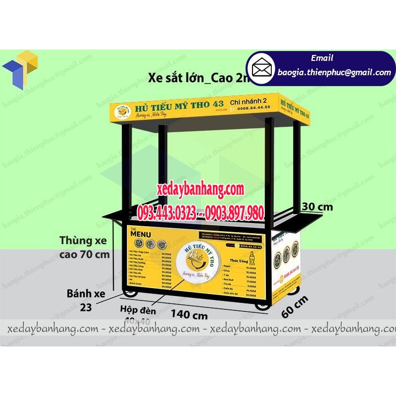 Địa chỉ đóng xe inox bán hủ tiếu uy tín quận 11 - xedaybanhang.com - ĐT: 0903897980