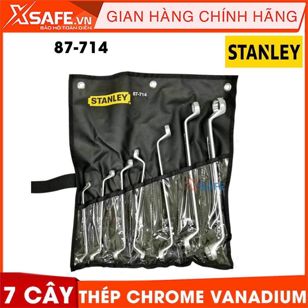 Cờ lê 2 đầu vòng 75 độ hệ INCH STANLEY 87-714 thép Chorme Vanadium Bộ 7 cờ lê Stanley đa dạng size, tay cầm thoải mái