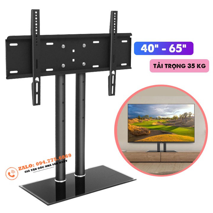 Chân Đế Tivi Để Bàn DZ65 40 - 65 Inch - Chân Tivi Đa Năng Mặt Kính Cường Lực - Lắp Tương Tự Giá Treo Tivi