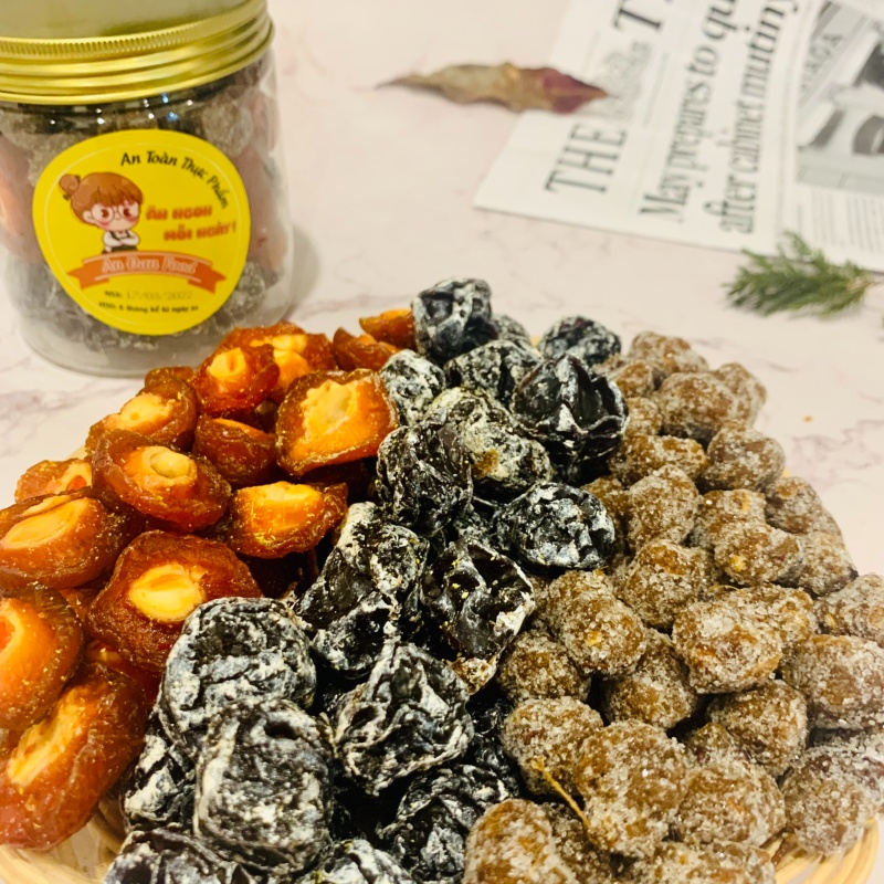 Hộp 3 Vị Ô Mai Xí Muội Đào Bổ - Thái Đen - Me Cay [ LOẠI 1 ] Hũ 355G Nhiều Dinh Dưỡng – Đồ Ăn Vặt Quà Tặng Cao Cấp