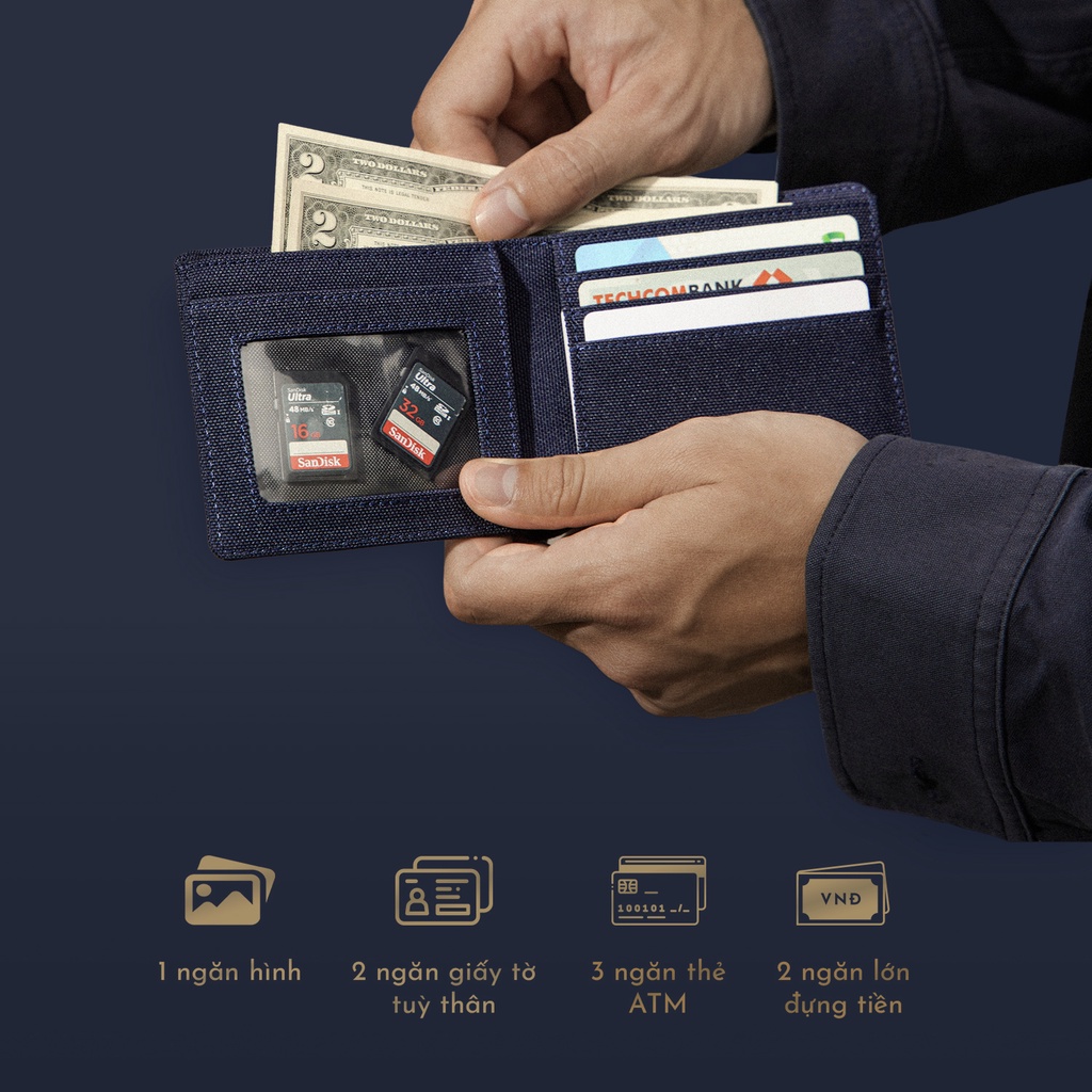 Ví Vải Gập Ngang Màu Trơn Bifold Reckless (3 Màu) - John Wallet - Vải Polyester Kháng Nước