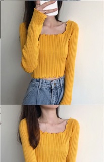Áo trễ vai len gân