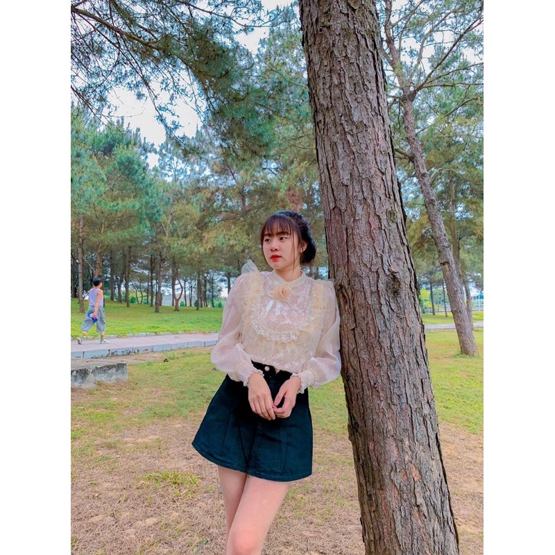 ÁO SƠ MI REN BÈO PHA TƠ ĐÍNH NG KÈM TAG HOA | BigBuy360 - bigbuy360.vn