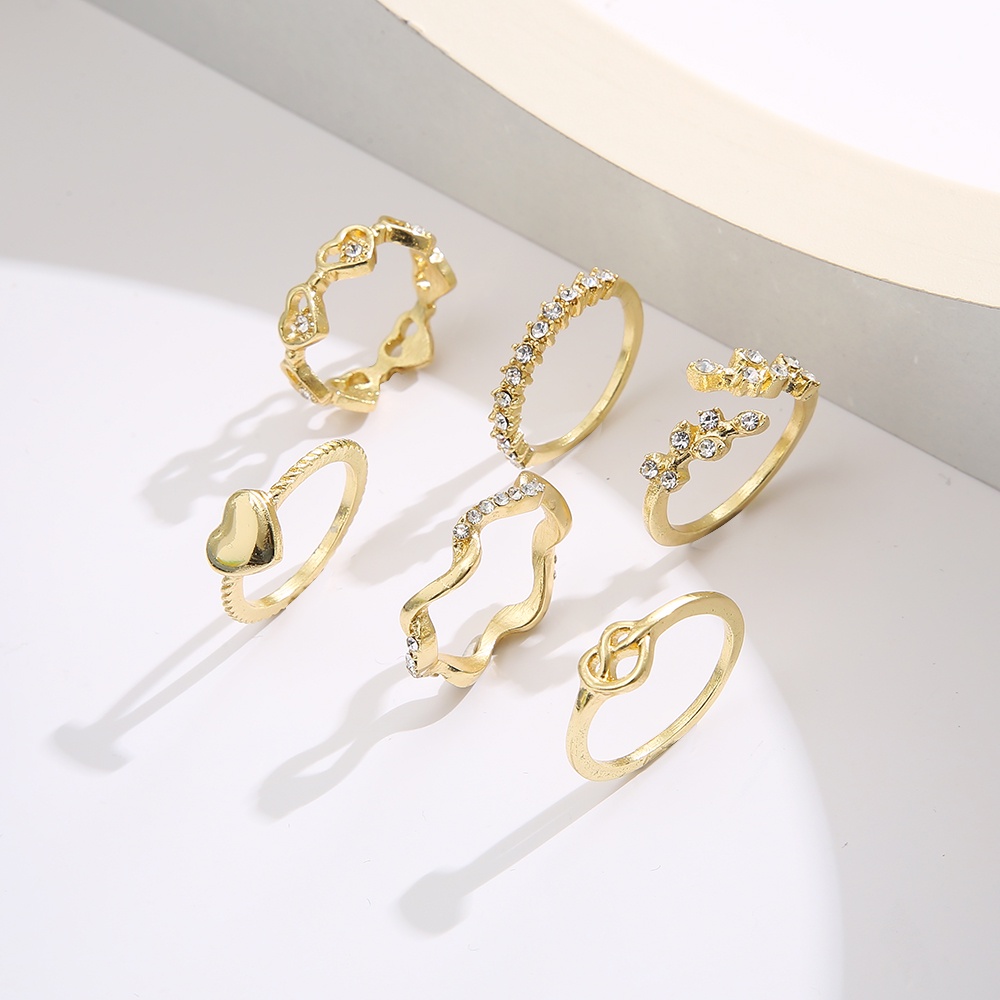 Set 6 Nhẫn Hở Đính Đá Thời Trang Cho Nữ