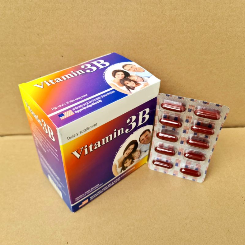 Vitamin 3B Giúp bổ sung và dự phòng thiếu hụt vitamin B1, B6, B12 cho cơ thể hộp 100 viên