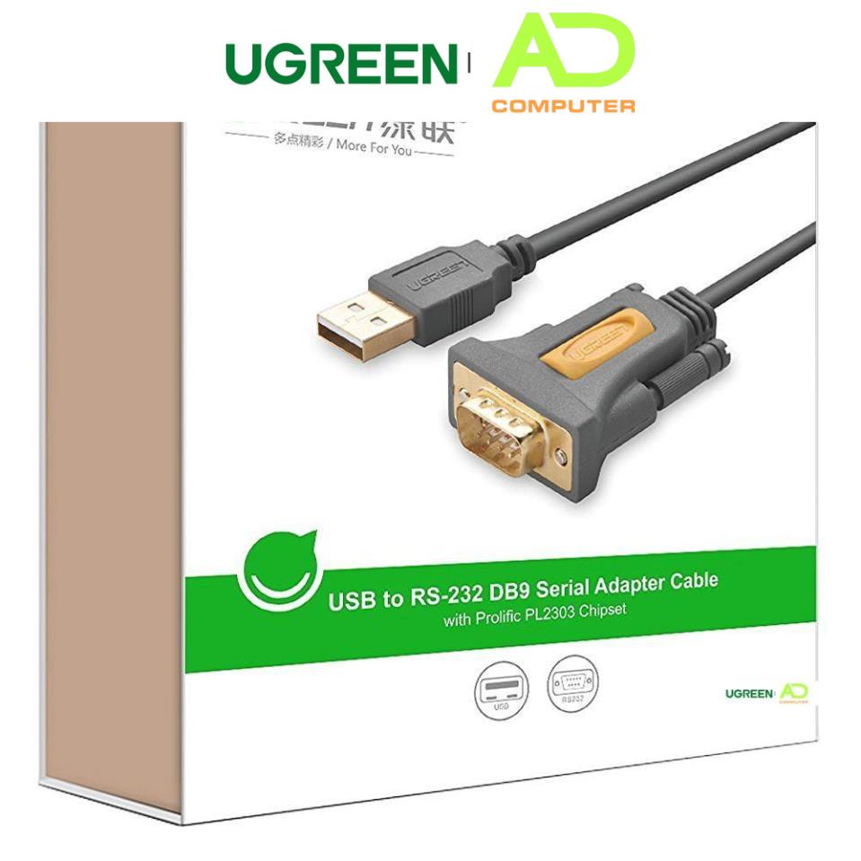 Dây USB 2.0 sang COM DB9 RS-232 chipset PL2303TA UGREEN CR104 - Hàng phân phối chính hãng - Bảo hành 18 tháng